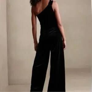 Banana Republic Velvet Black One-Shoulder Jumpsuit